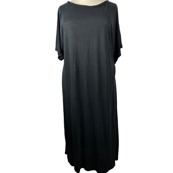 Eloquii Dresses Eloquii Maxi Dress Women Size 2224 Plus Black Dolman Sleeve Linen Blend Knit